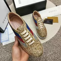 baskets paire de chaussures gucci femmes crystal rainbow sequin engraved gold